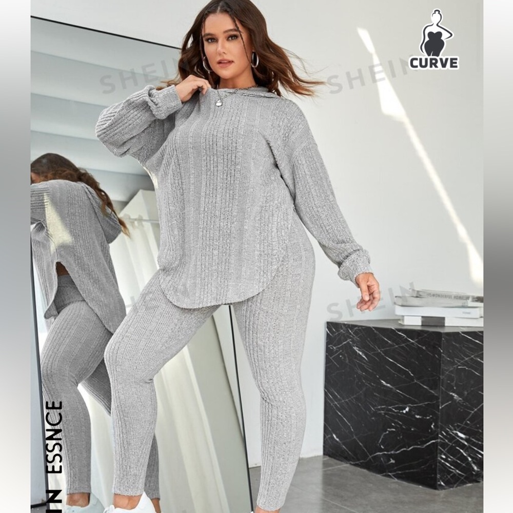 SHEIN hooded sweatshirt and leggings gray 2XL